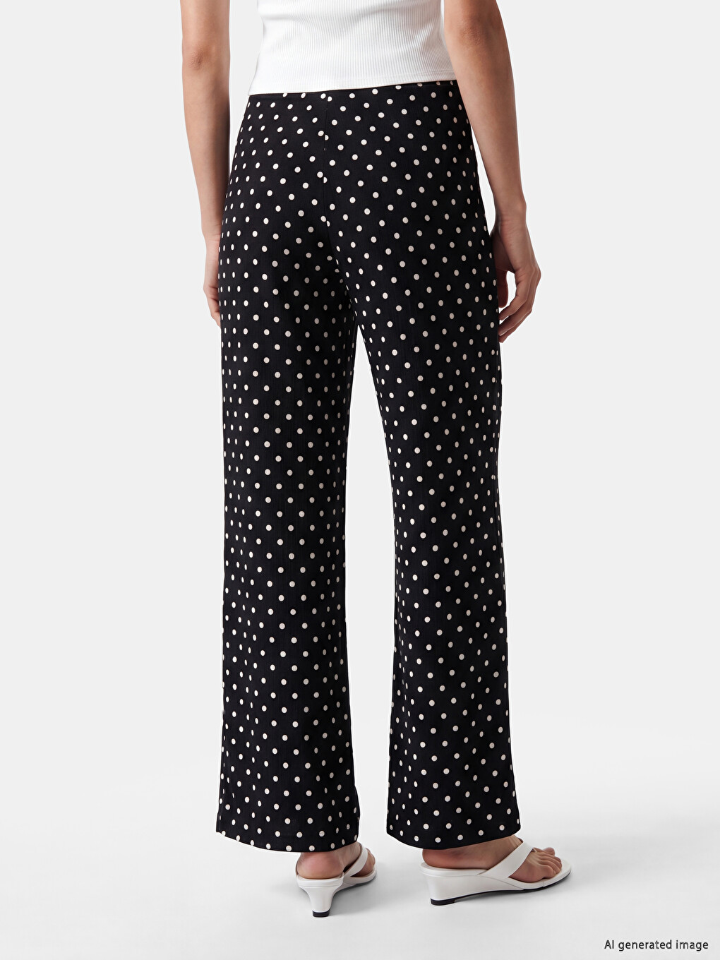 Elastic Waist Polka Dot Women's Trousers-3