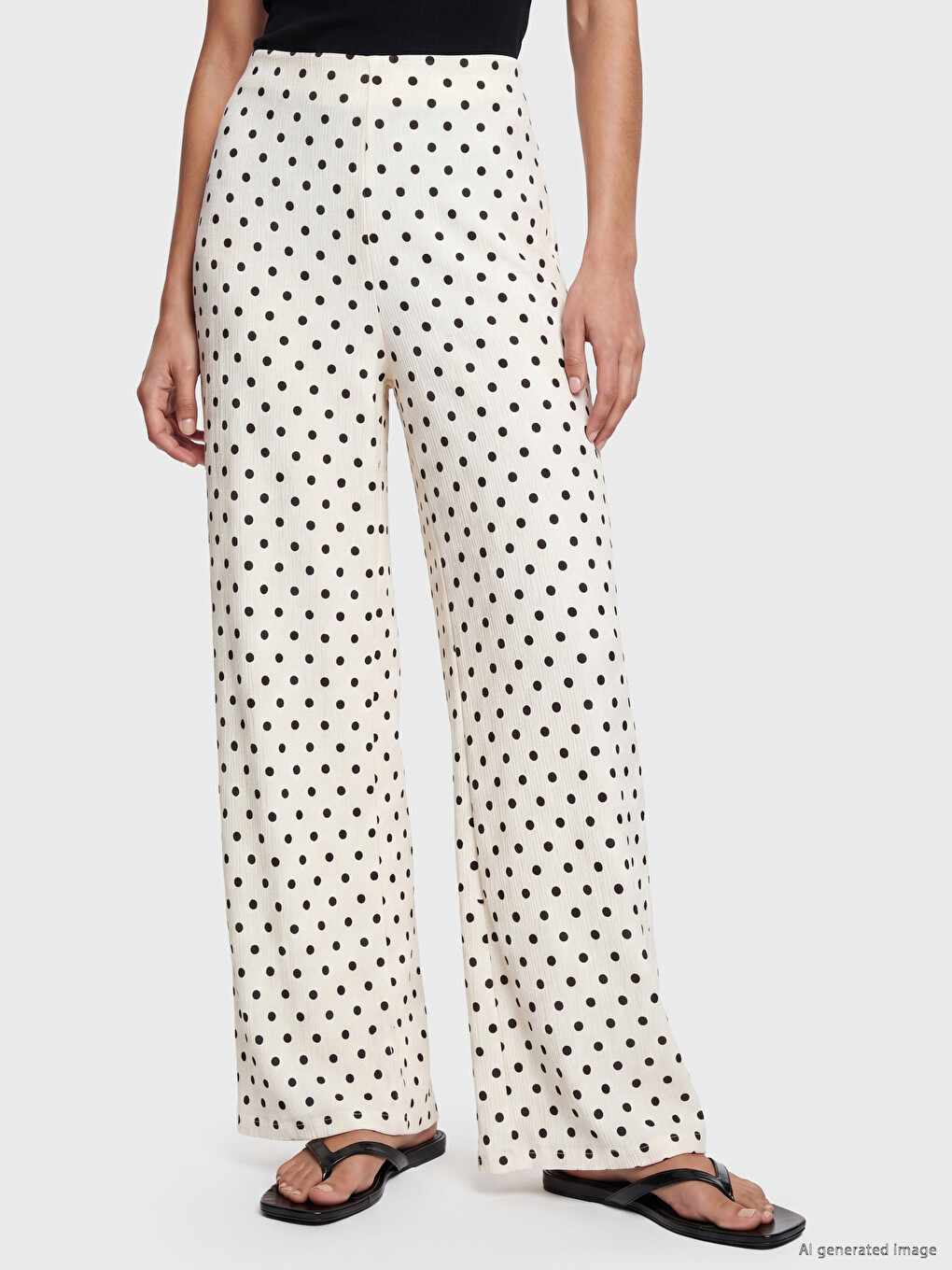 Elastic Waist Polka Dot Women's Trousers-1