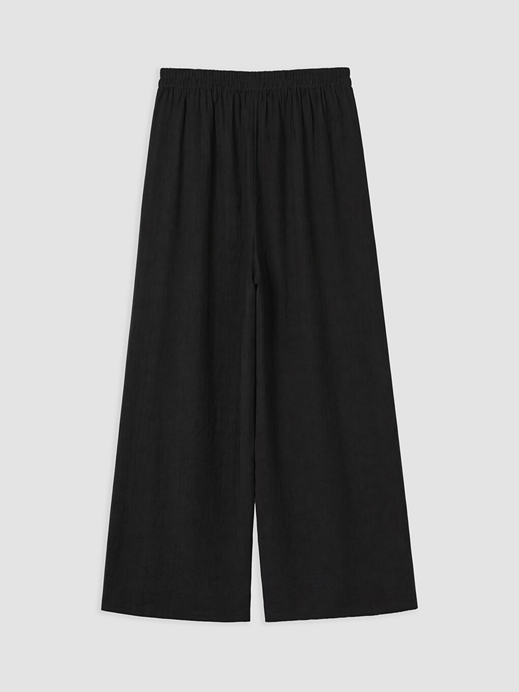 Siyah Beli Lastikli Geniş Paça Kadın Pantolon-1