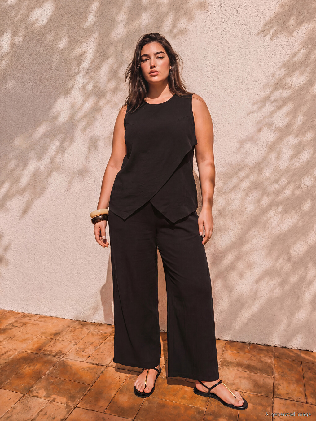 Elastic Waist Wide Leg Women's Trousers