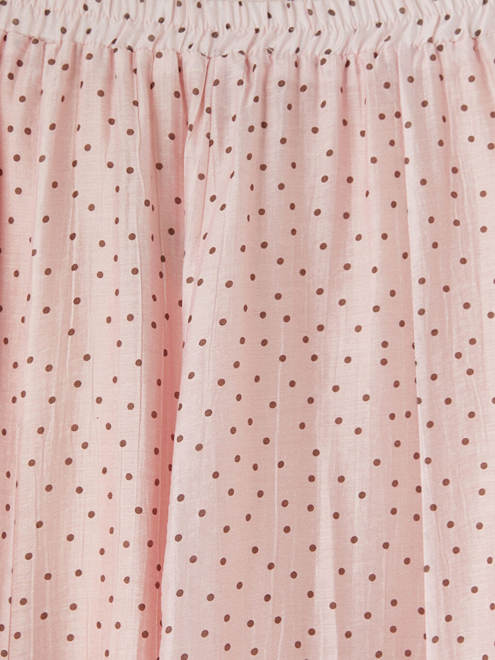 Pembe Beli Lastikli Puantiyeli Kloş Etek-3