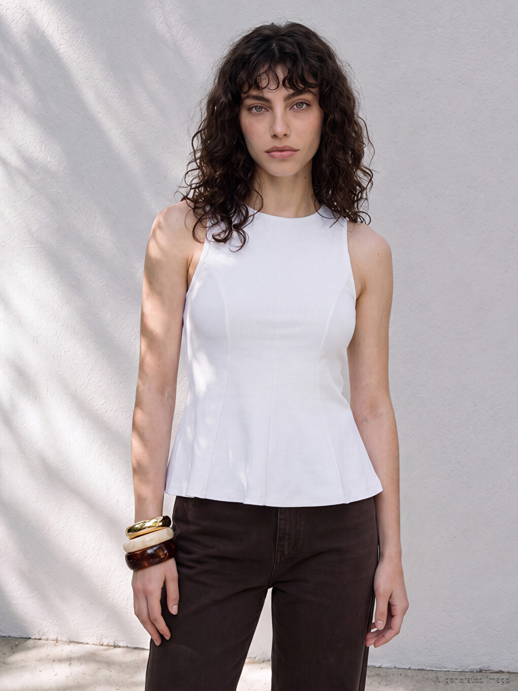 Beyaz Bisiklet Yaka Peplum Bluz
