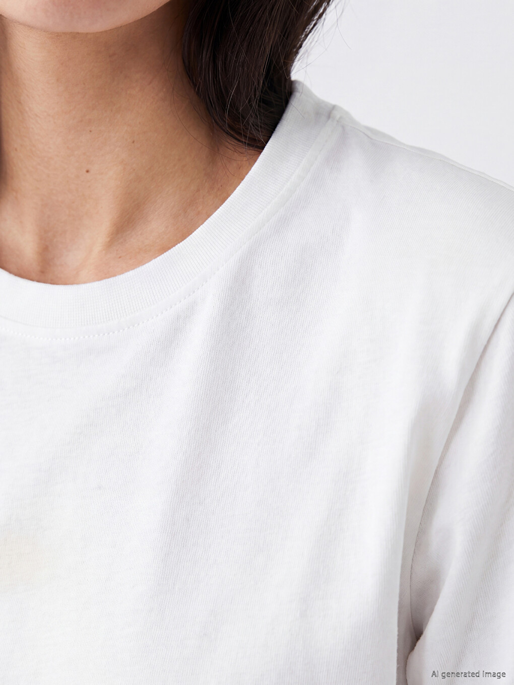 Crew Neck %100 Cotton Women's T-shirt-2