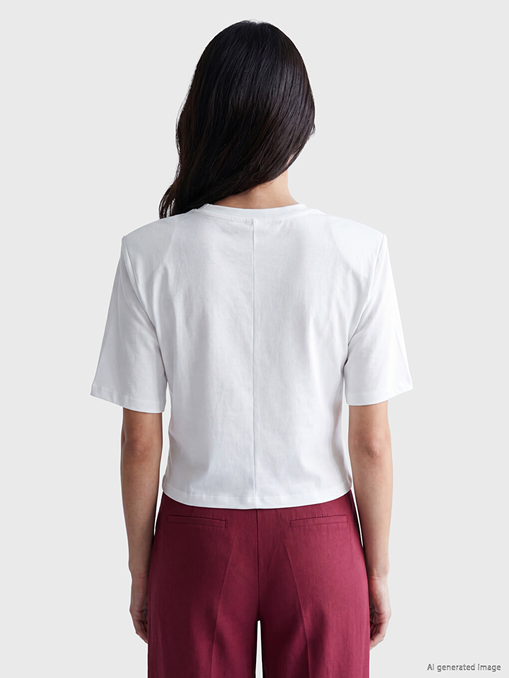 Crew Neck %100 Cotton Women's T-shirt-3