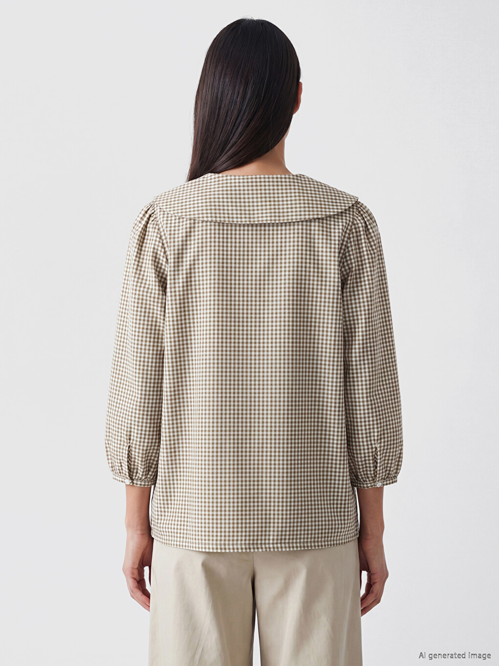 Peter Pan Collar Plaid Blouse-3
