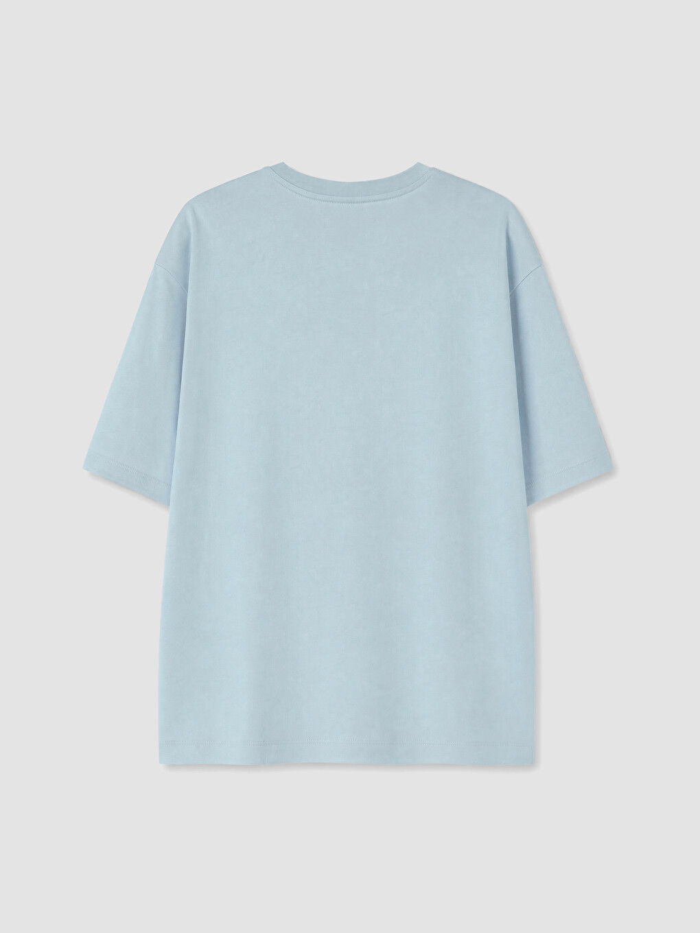 Mavi Oversize %100 Pamuklu Kolyeli Kadın Tişört-2