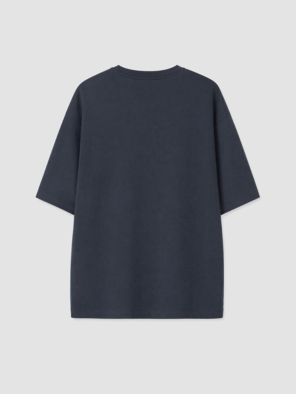 Lacivert Oversize %100 Pamuklu Kolyeli Kadın Tişört-2
