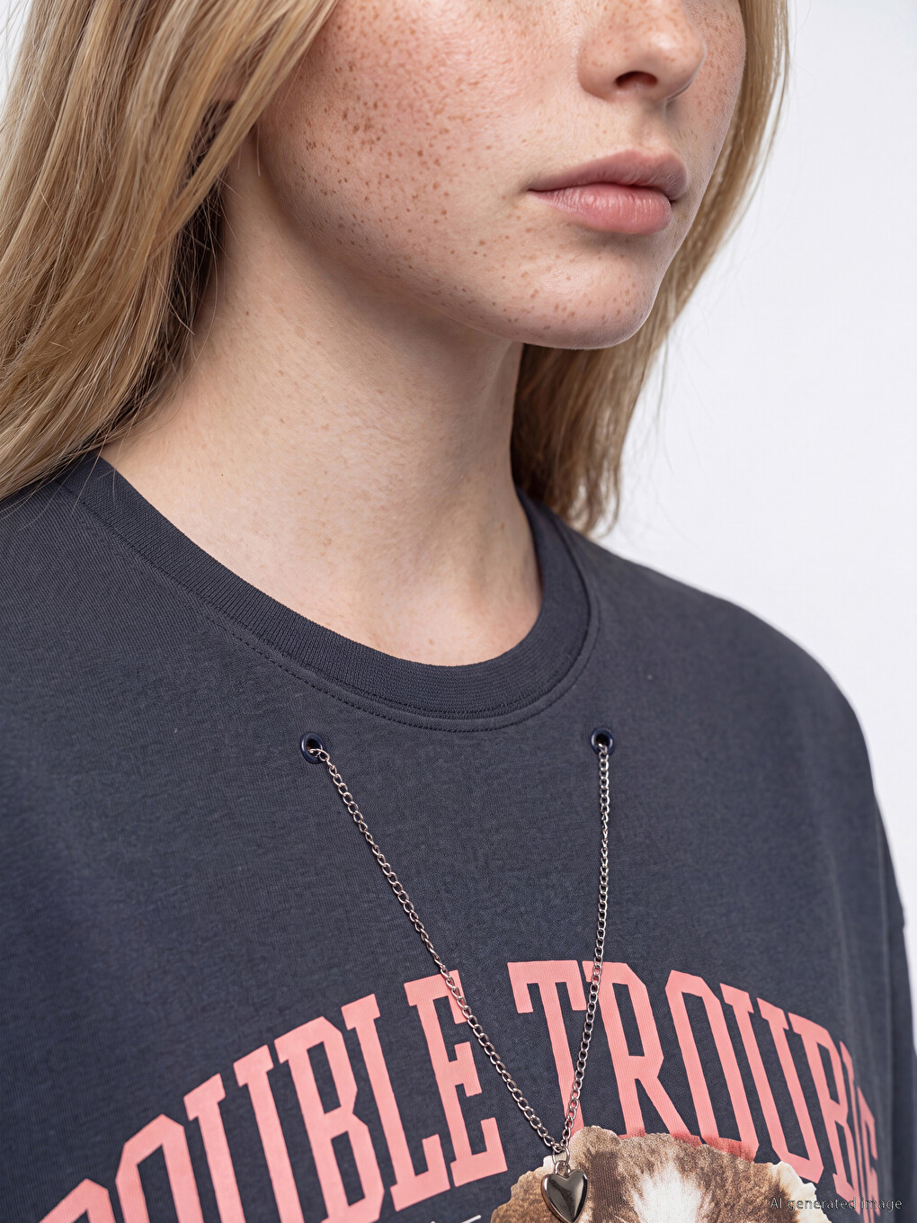 T-shirt Femme Surdimensionné 100 % Coton Avec Collier-2