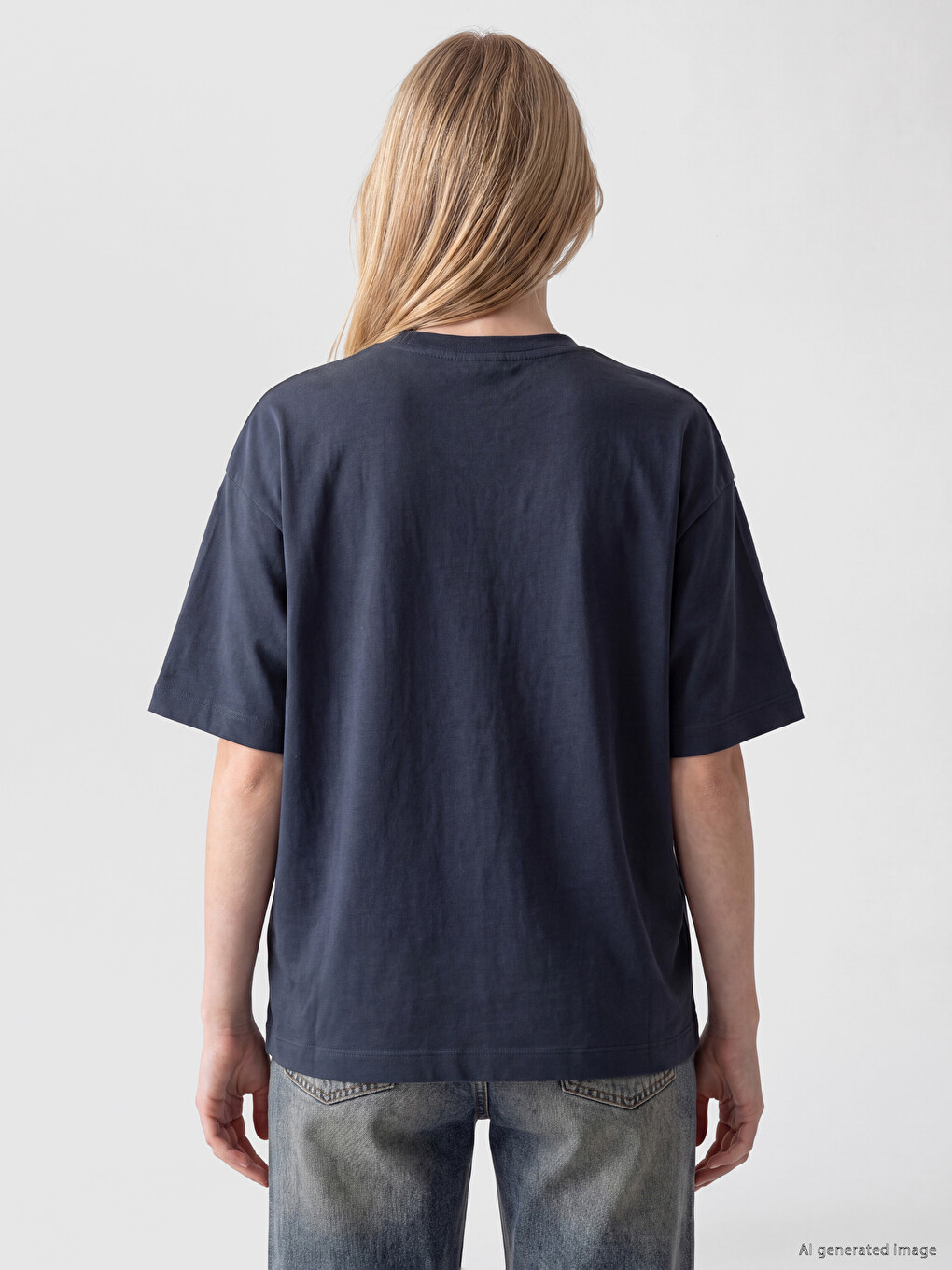 T-shirt Femme Surdimensionné 100 % Coton Avec Collier-3