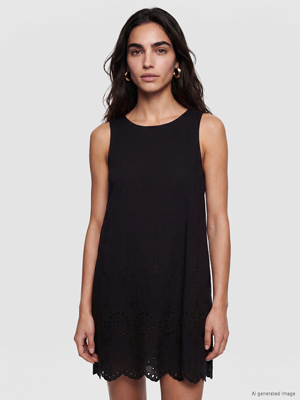 Crew Neck Embroidered A-line Mini Dress-1