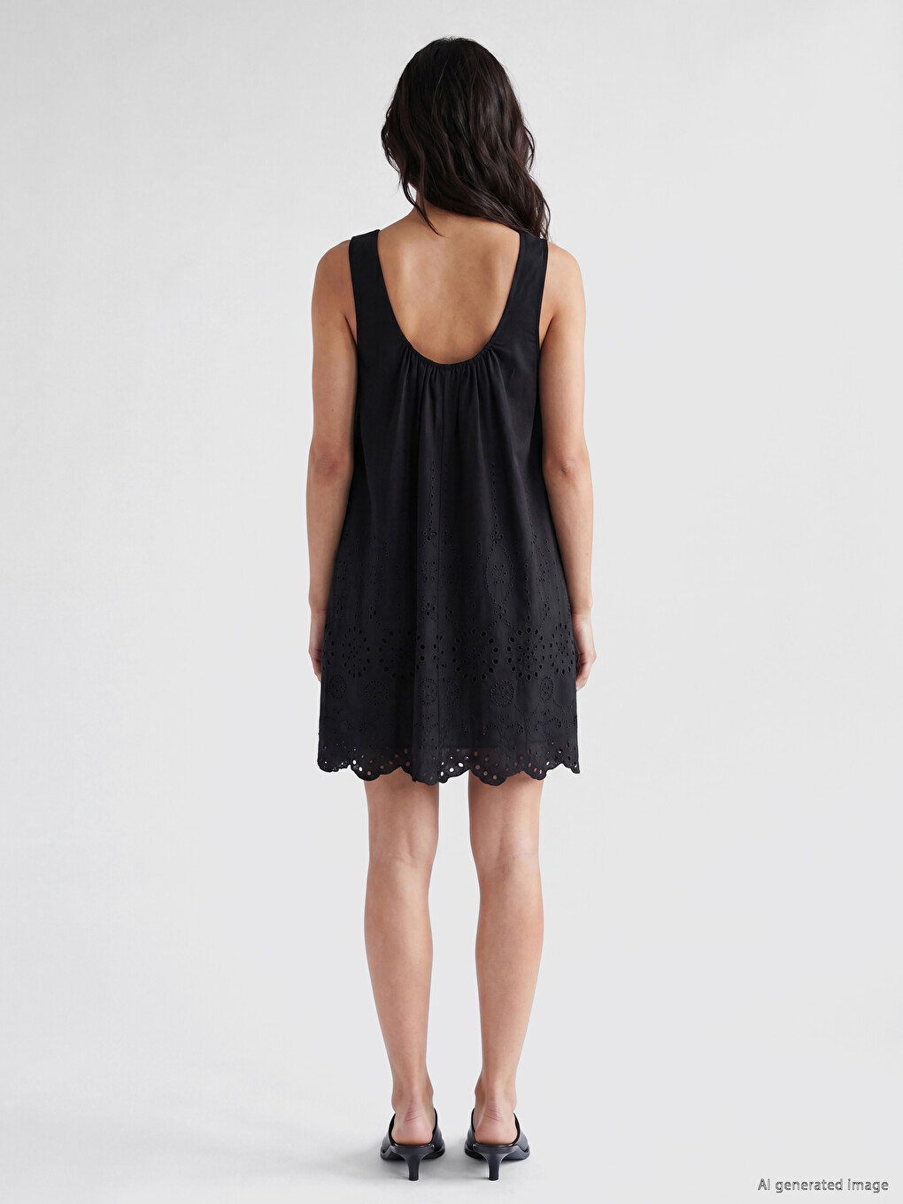 Crew Neck Embroidered A-line Mini Dress-3