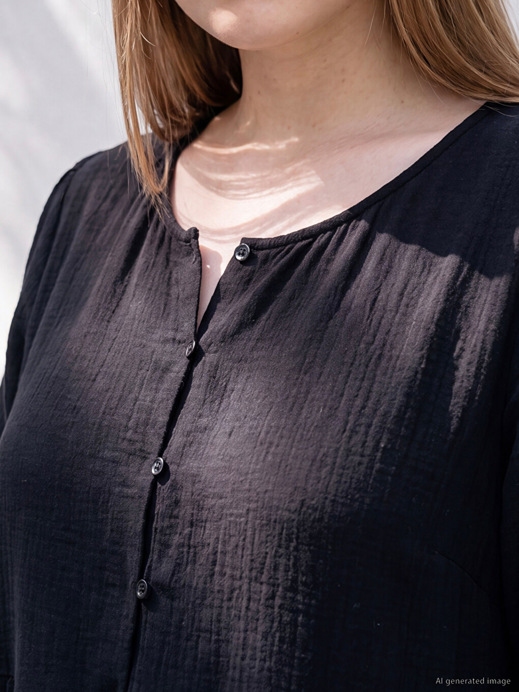 Plus Size Crew Neck Pleated Dress-1