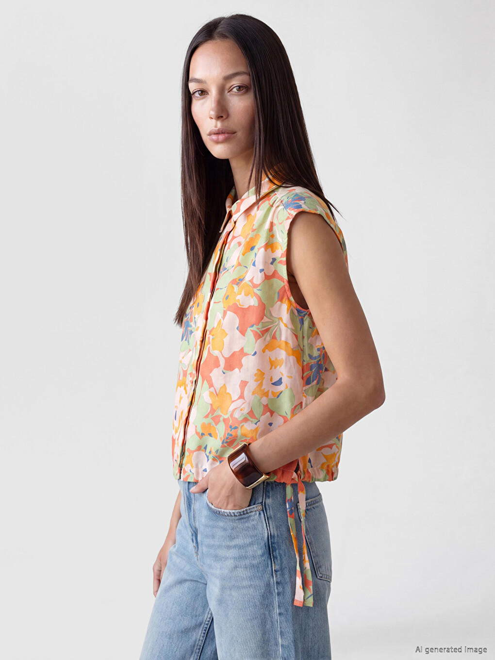 Floral Ruched Women's Shirt
