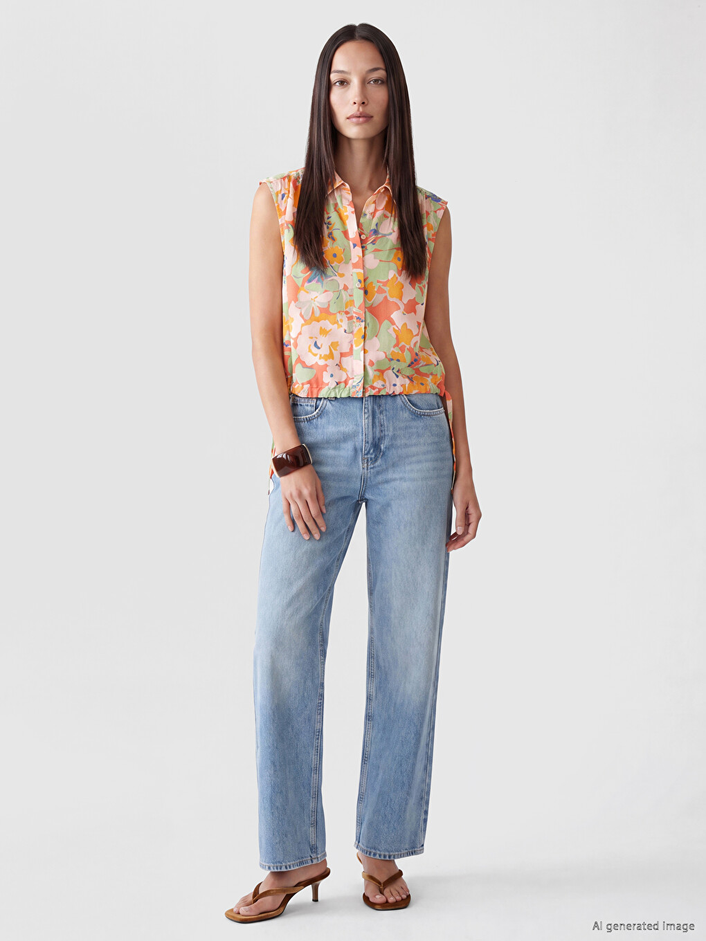 Floral Ruched Women's Shirt-1