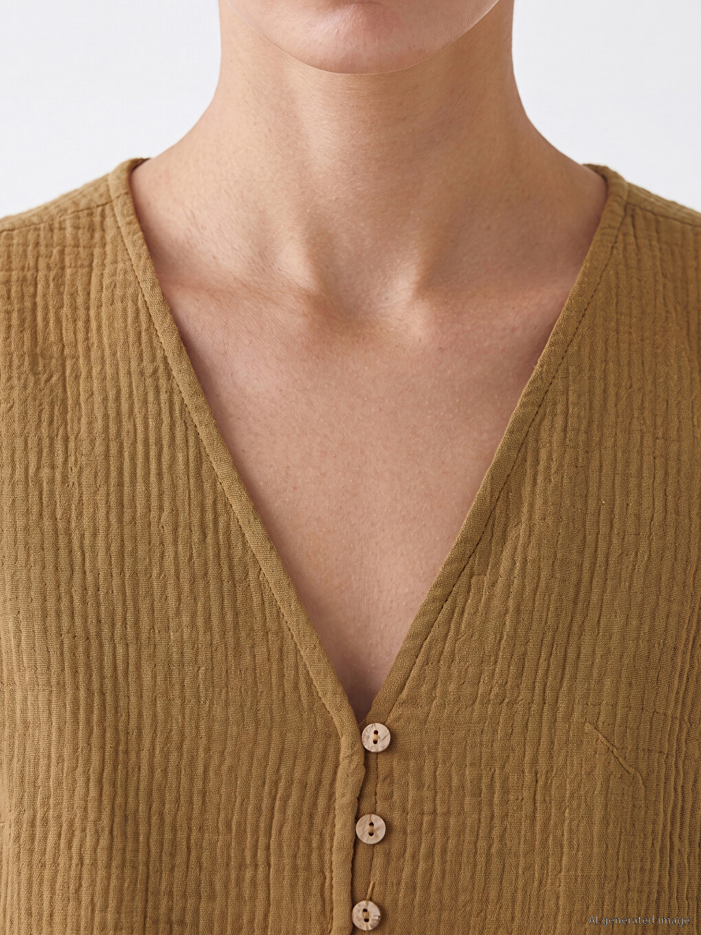 V Neck Textured Women's Classic Waistcoat-2