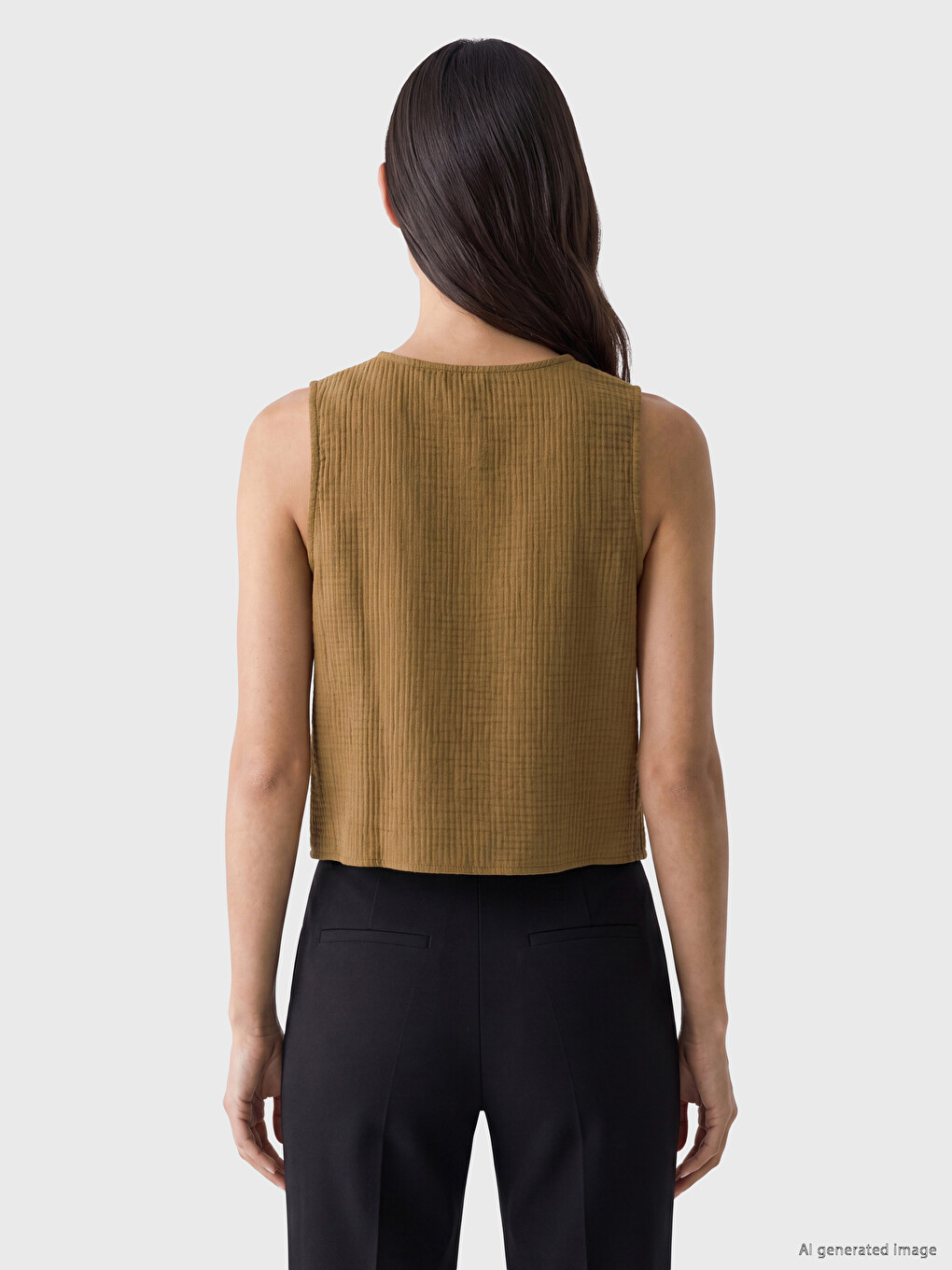 V Neck Textured Women's Classic Waistcoat-3