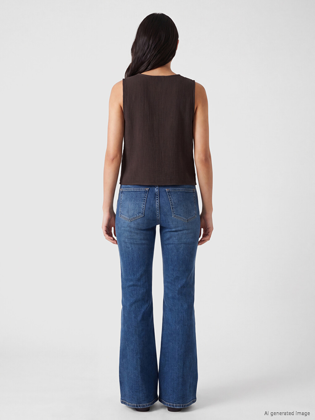 V Neck Textured Women's Classic Waistcoat-3