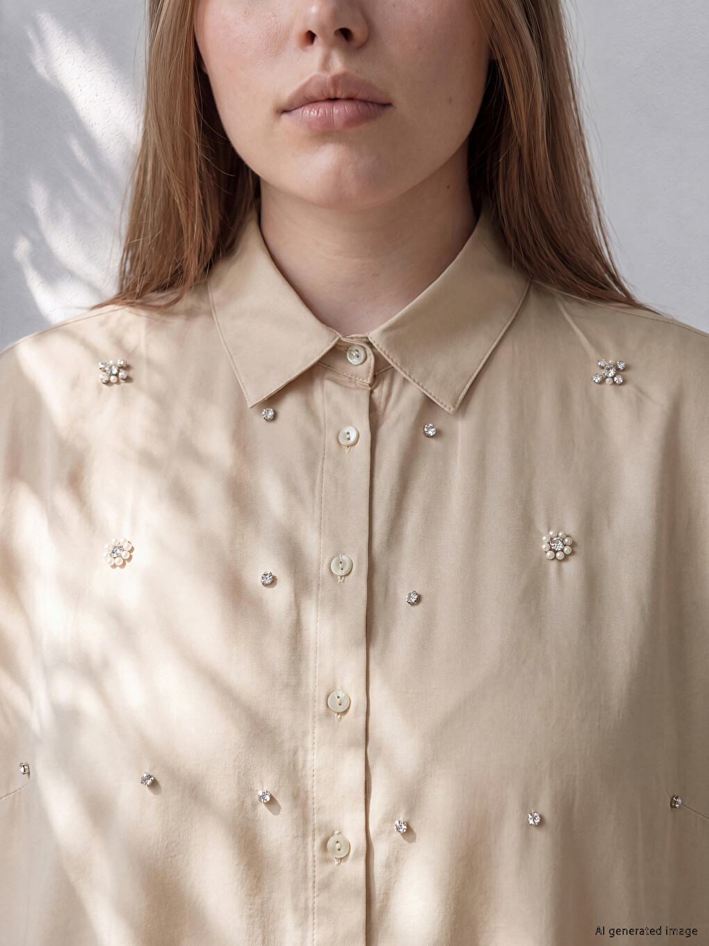 Plus Size Rhinestone Embellished Shirt Dress-1