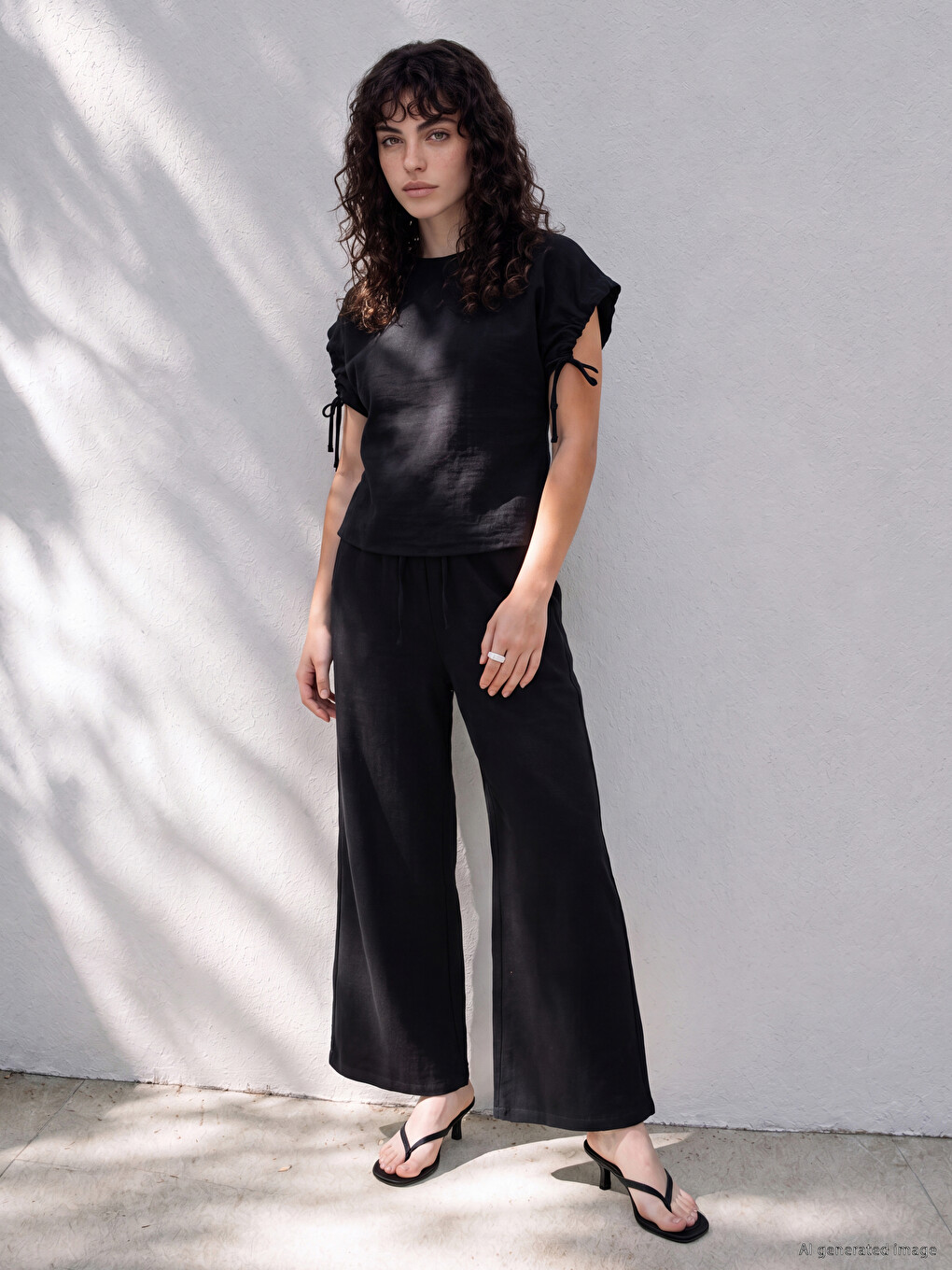 Elastic Waist Wide Leg Women's Trousers
