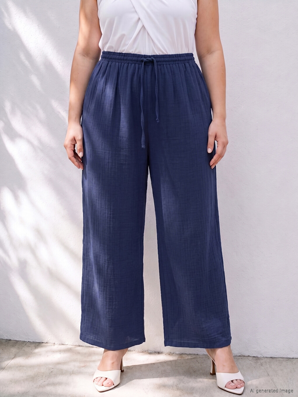 Plus Size Women's Muslin Trousers-1