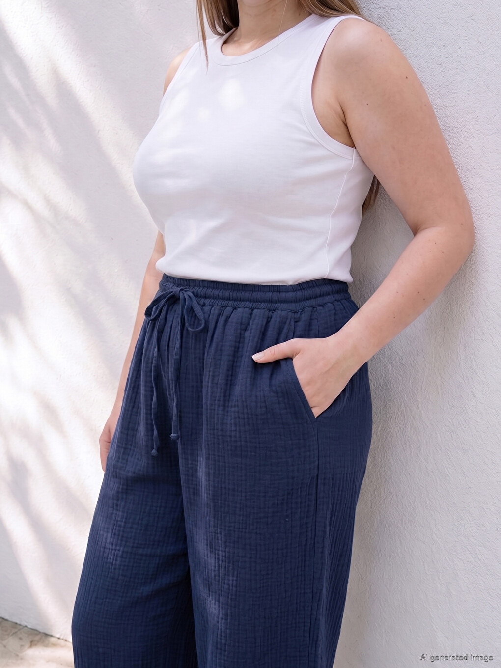 Plus Size Women's Muslin Trousers-2