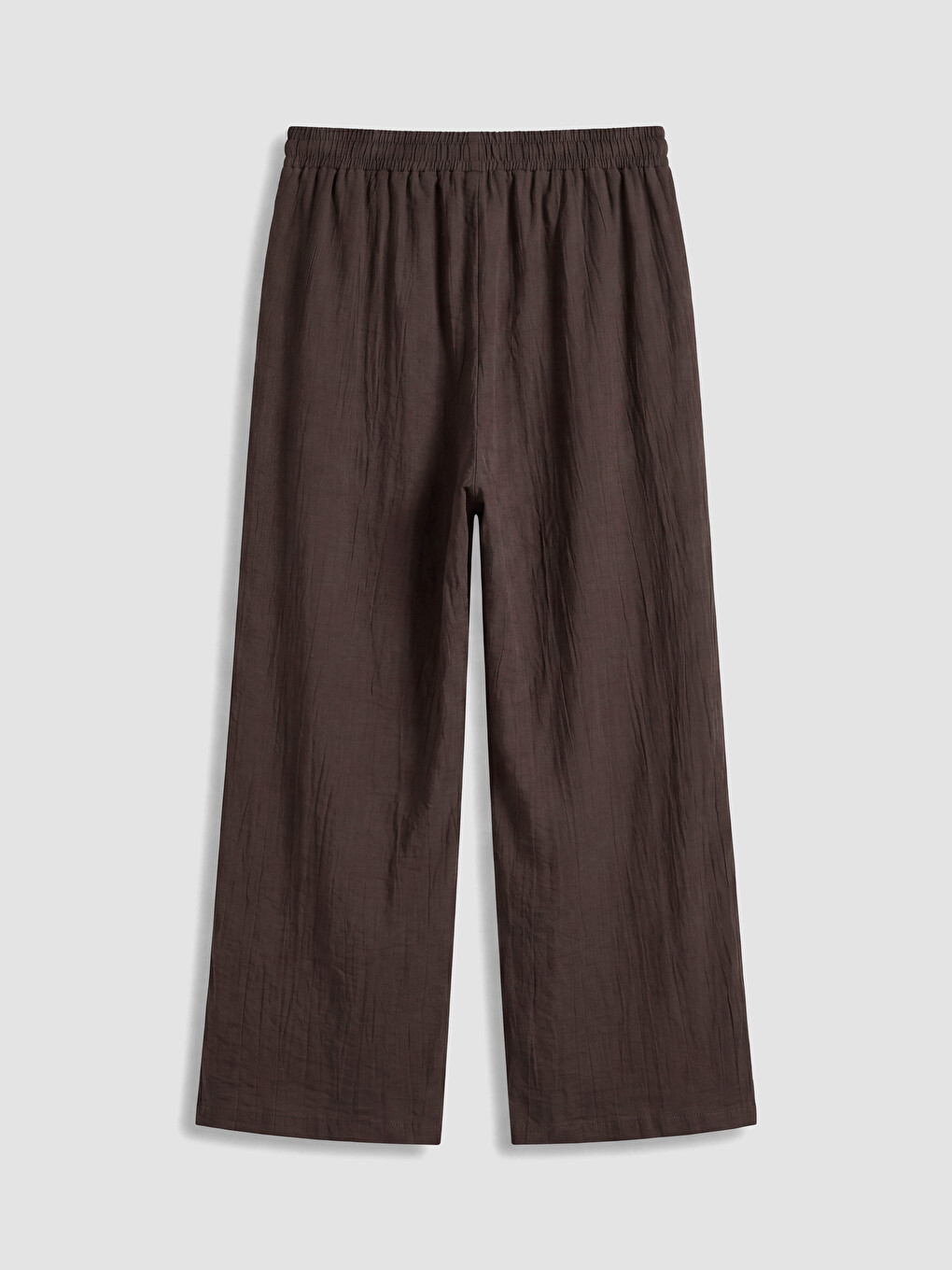 Kahverengi Beli Lastikli Geniş Paça Kadın Pantolon-2