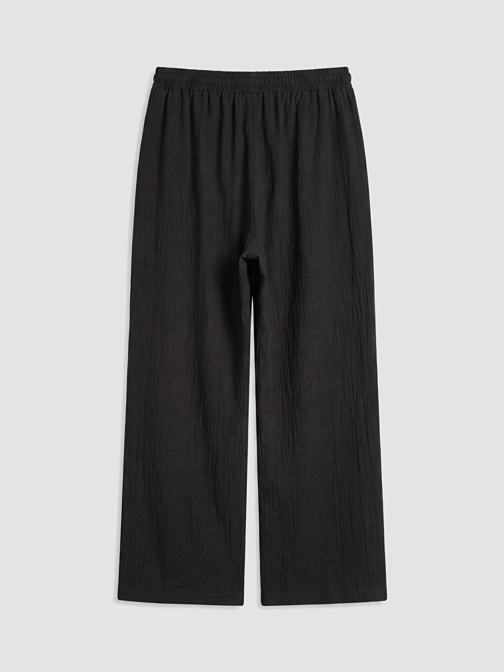 Siyah Beli Lastikli Geniş Paça Kadın Pantolon-2