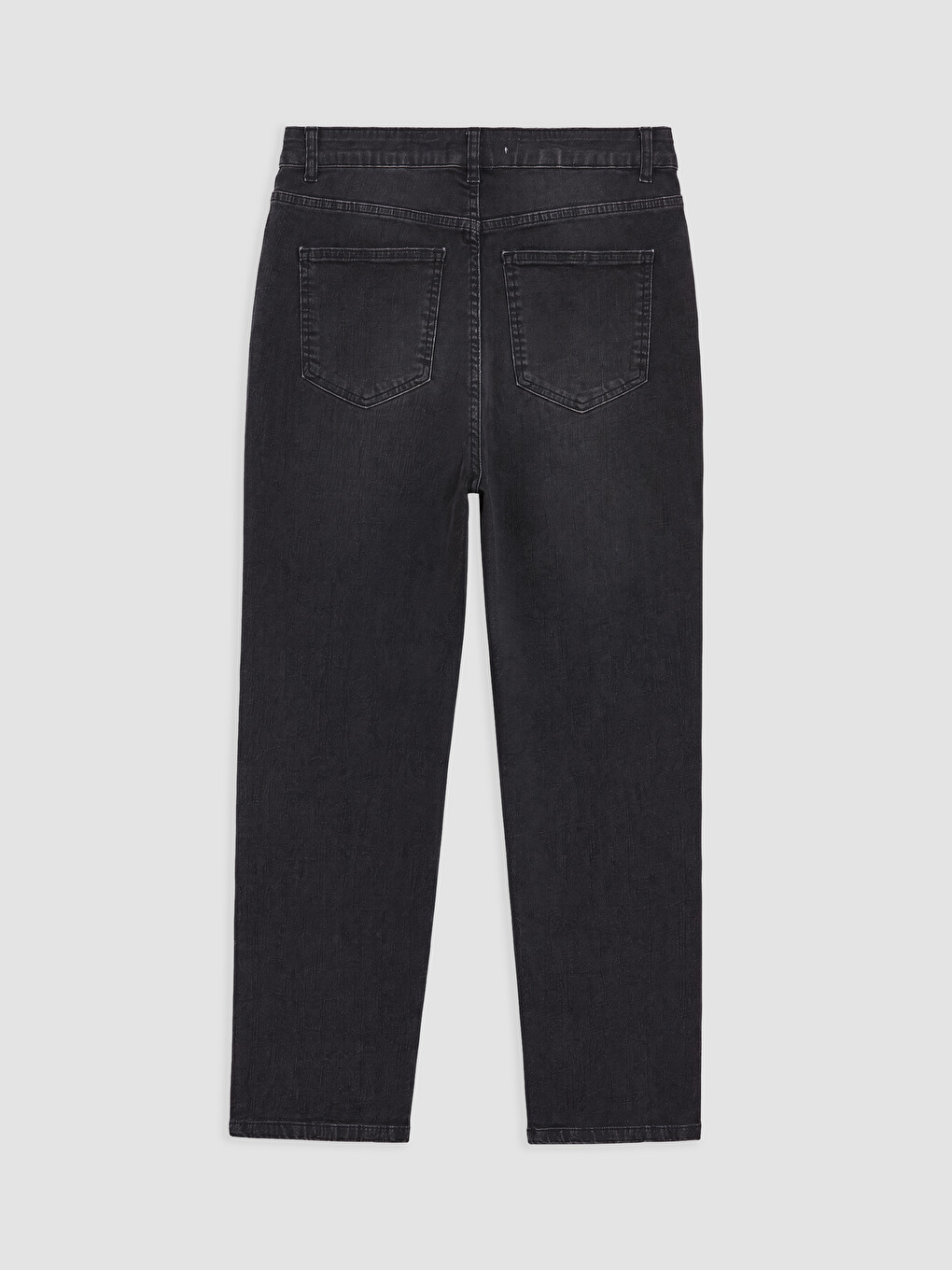 Gri Büyük Beden Slim Mom Kadın Jean Pantolon-1
