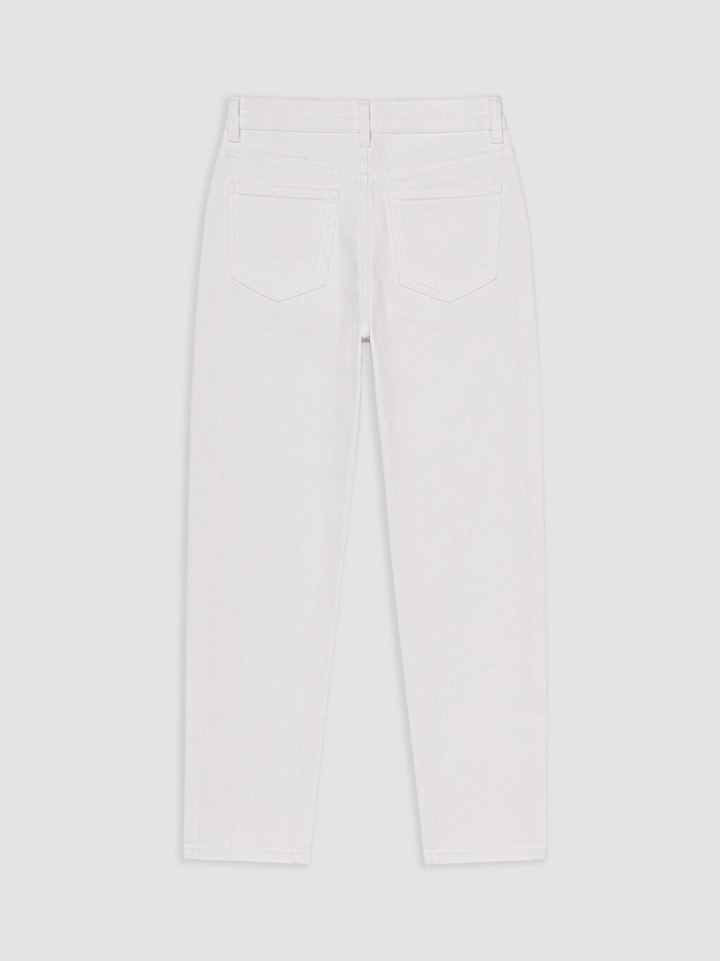 Beyaz Büyük Beden Mom Fit Kadın Jean Pantolon-1