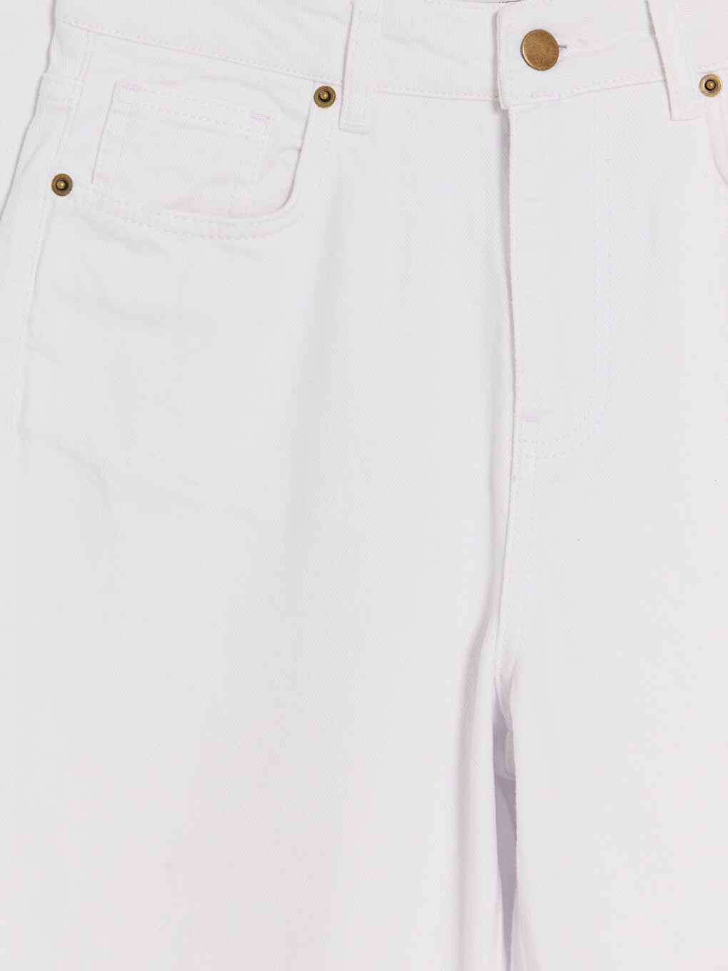 Beyaz Büyük Beden Mom Fit Kadın Jean Pantolon-2