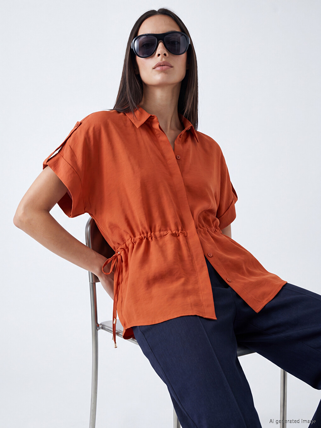 Ruched Oversize Modal Blended Women's Shirt
