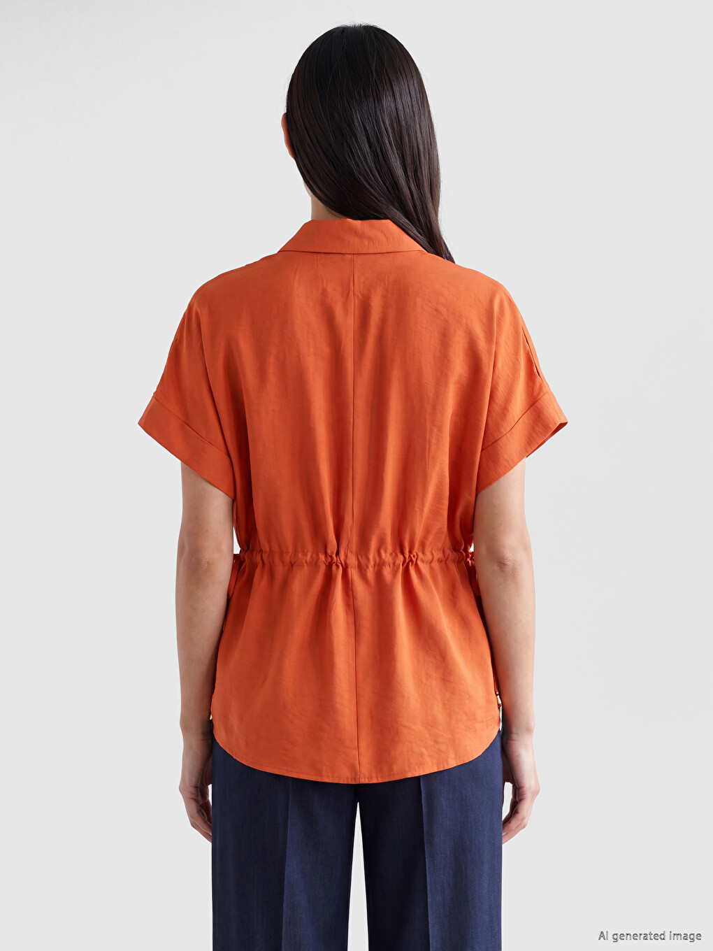 Ruched Oversize Modal Blended Women's Shirt-3