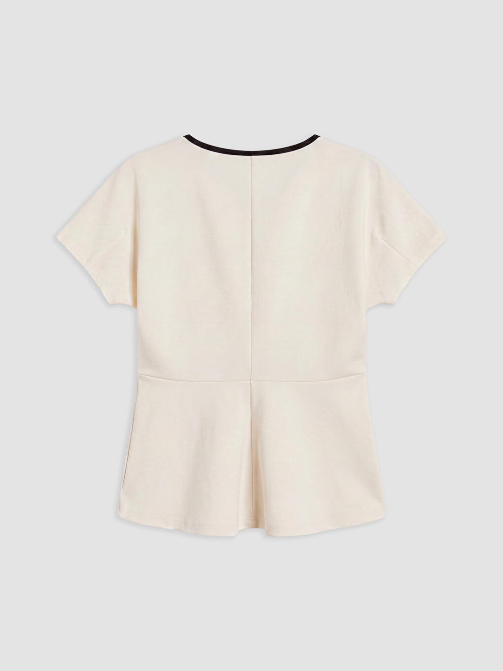 Beyaz Kaçık Yaka Peplum Bluz-1