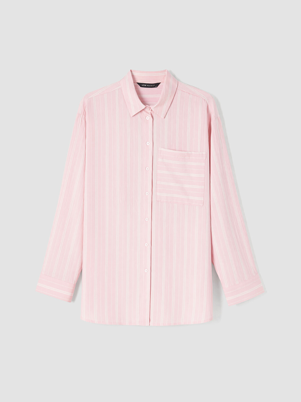 Pembe Çizgili Oversize Kadın Gömlek Tunik