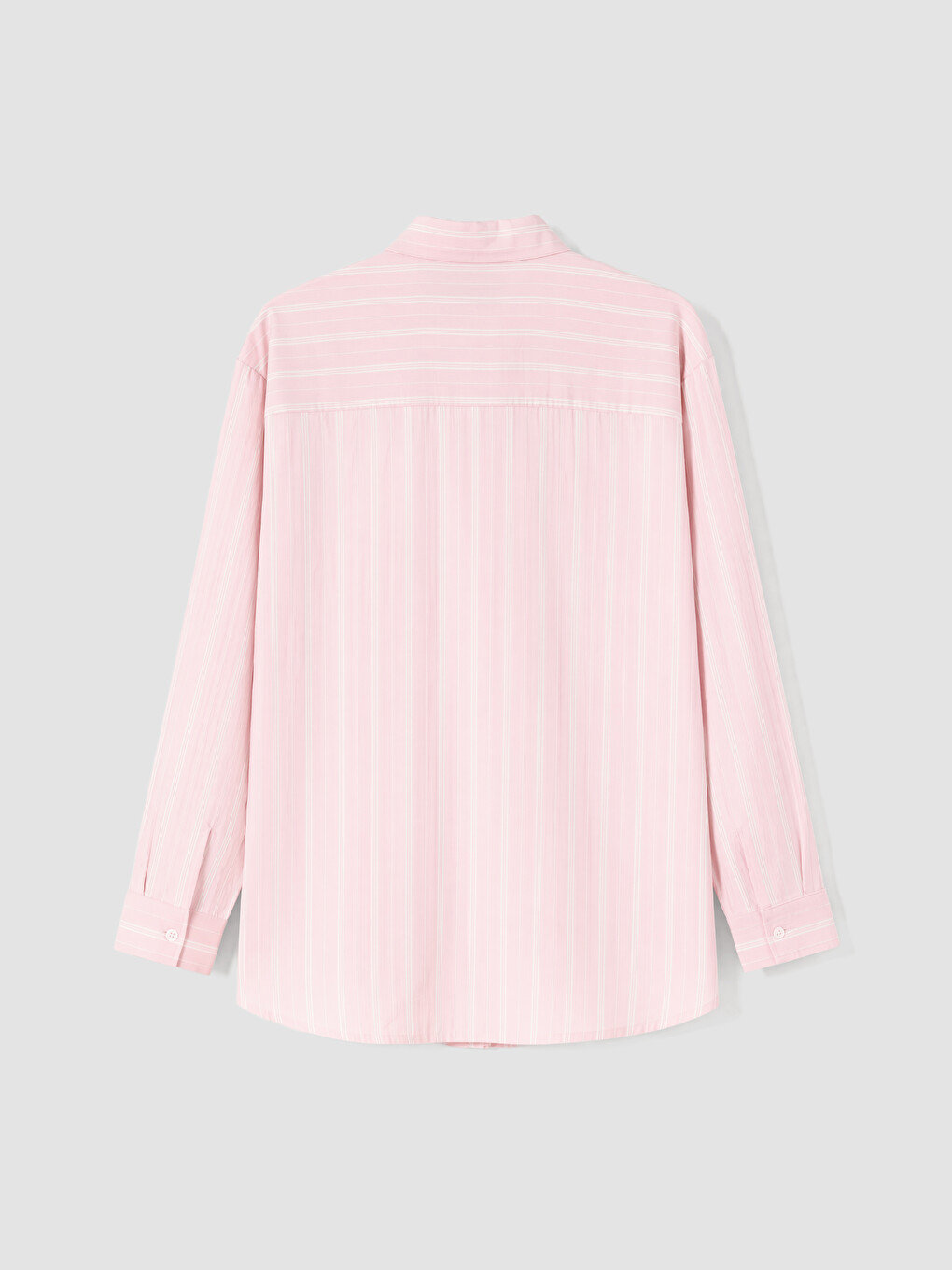Pembe Çizgili Oversize Kadın Gömlek Tunik-2