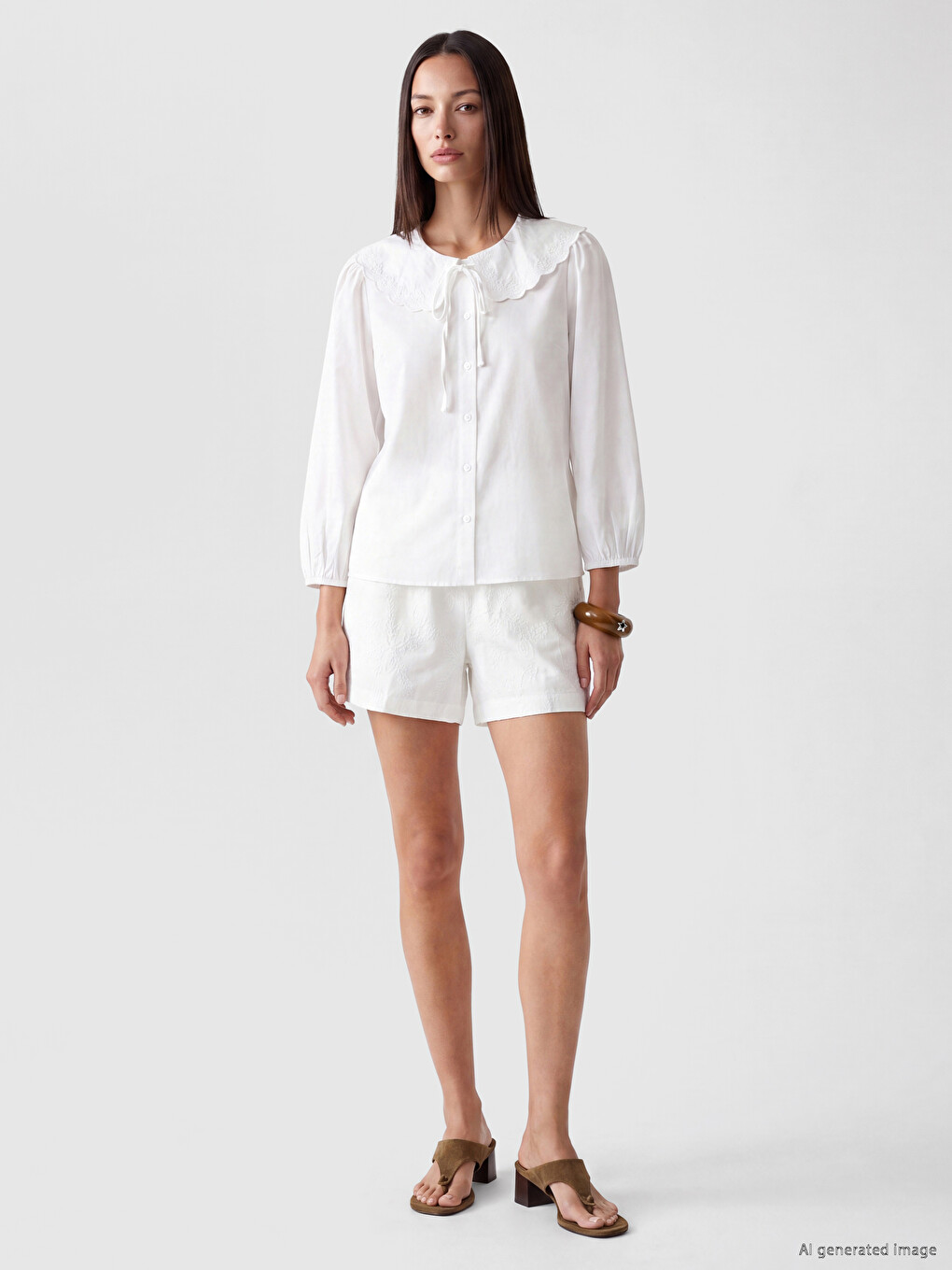 Peter Pan Collar Embroidered Women's Shirt-1