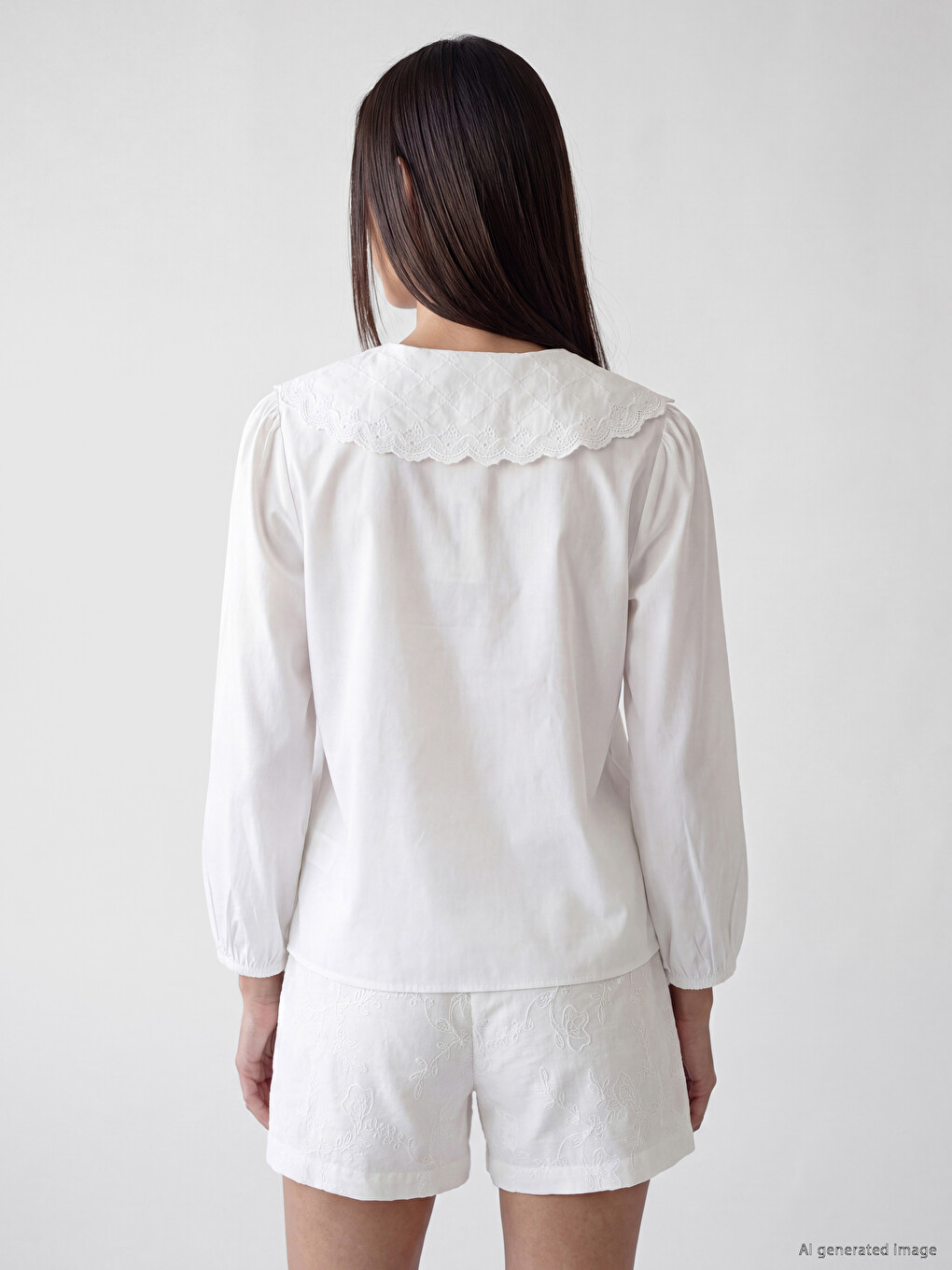 Peter Pan Collar Embroidered Women's Shirt-3
