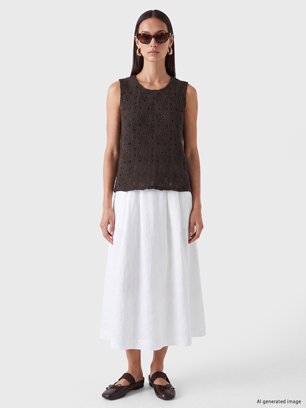 Crew Neck Crochet Blouse-1