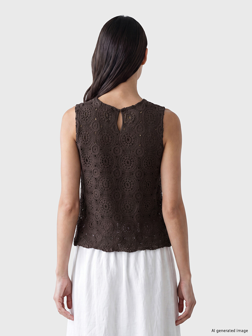 Crew Neck Crochet Blouse-3