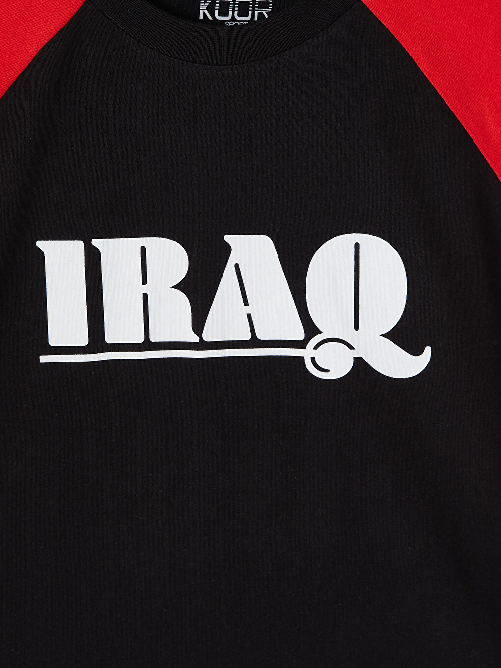 Siyah Irak Baskılı %100 Pamuklu Kadın Spor Tişört-1
