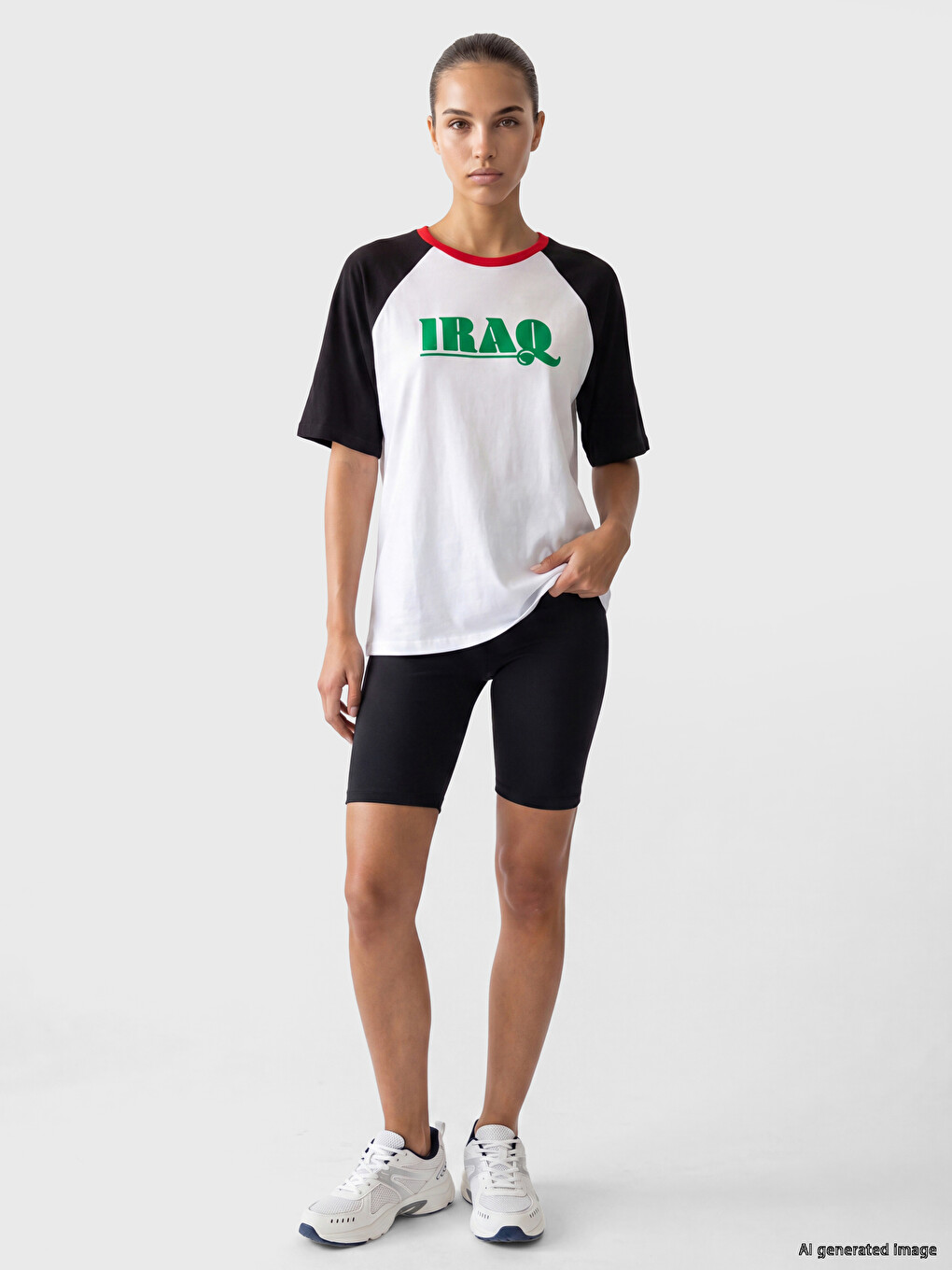 Crew Neck Iraq Printed Women's Sport T-shirt-1
