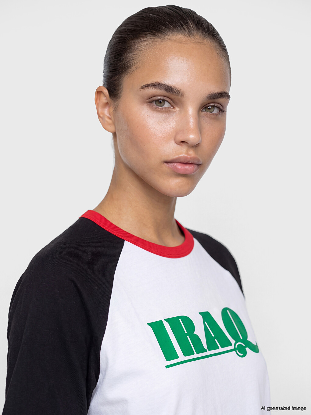 Crew Neck Iraq Printed Women's Sport T-shirt-2