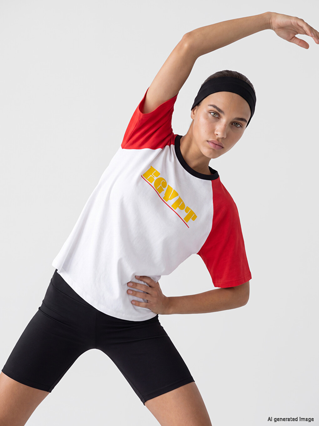 Beyaz Mısır Baskılı %100 Pamuklu Kadın Spor Tişört
