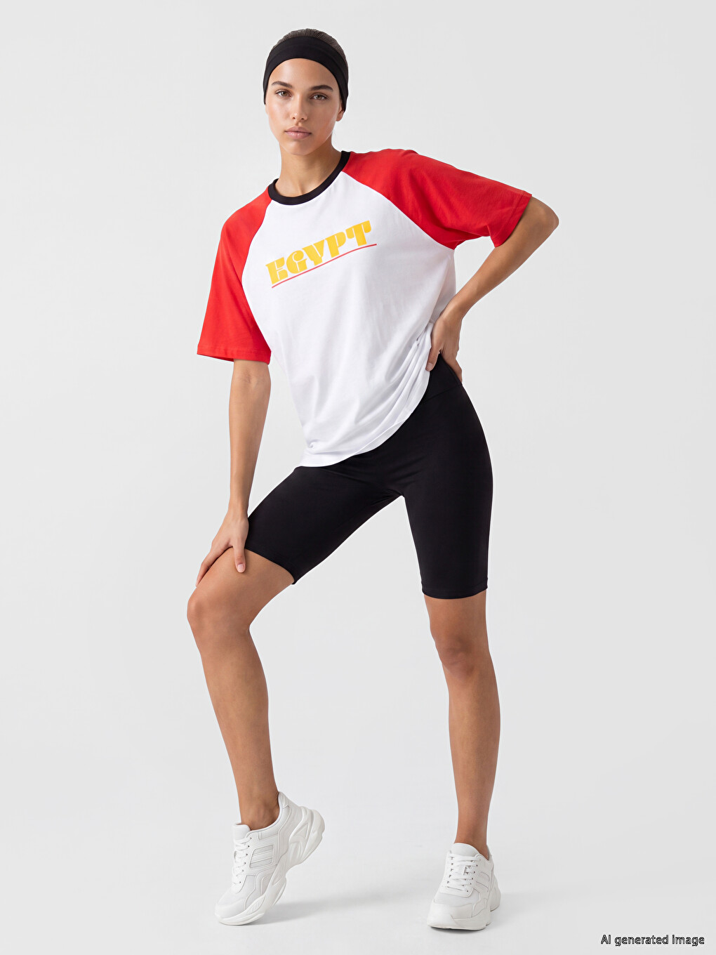 Beyaz Mısır Baskılı %100 Pamuklu Kadın Spor Tişört-1