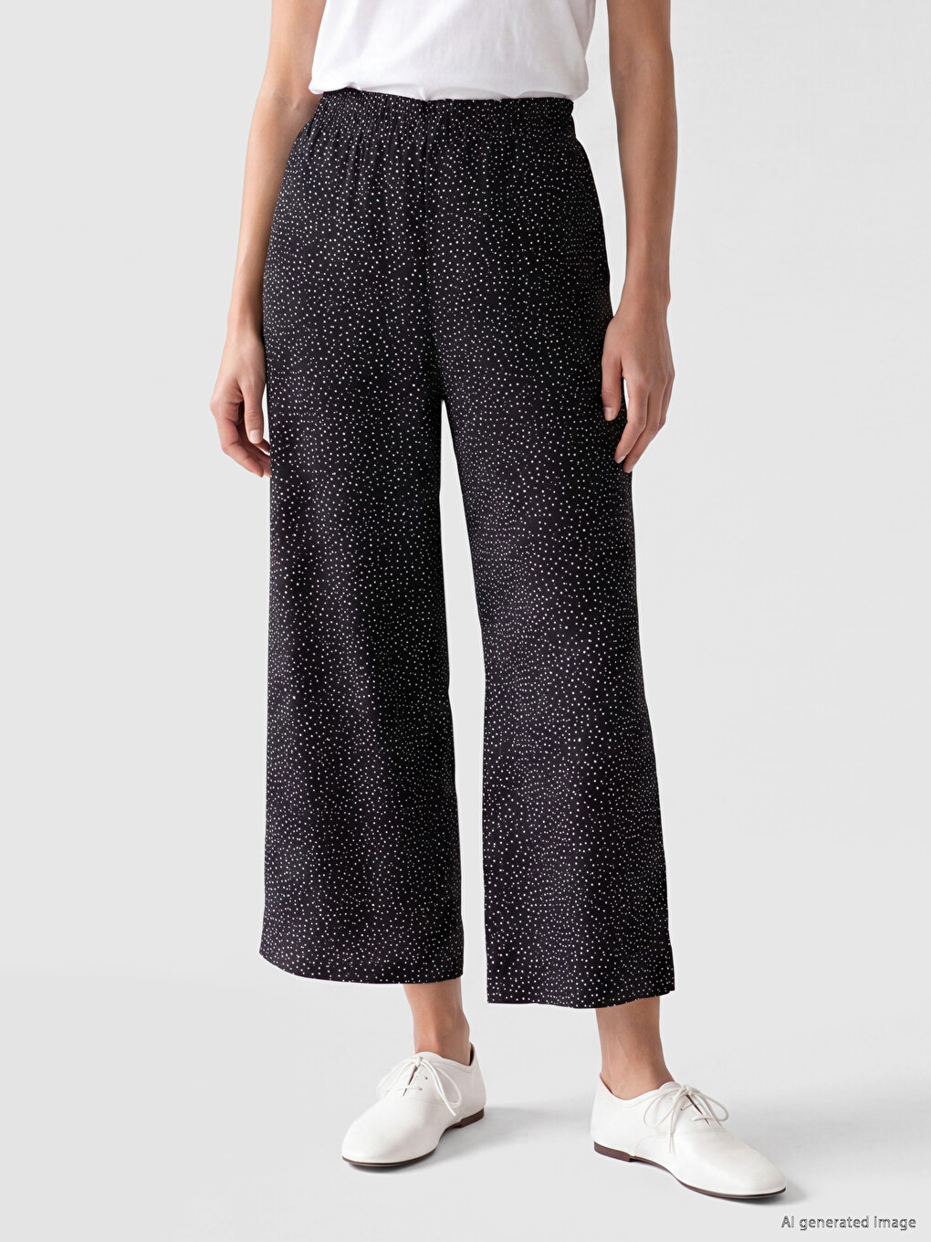 Elastic Waist Polka Dot Women's Trousers-1