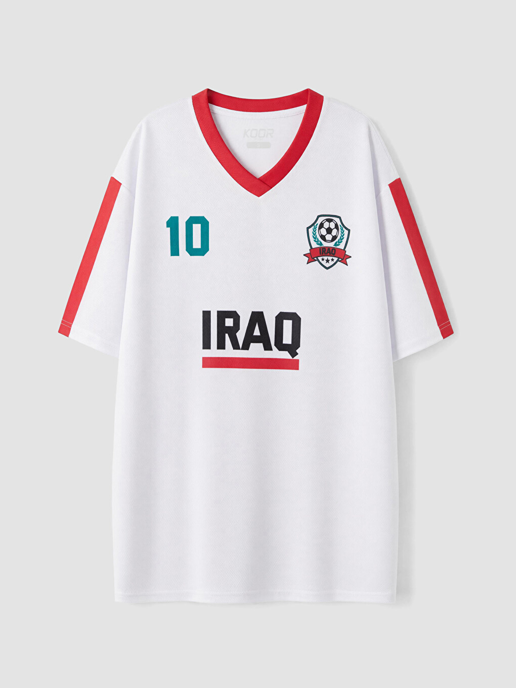 Beyaz Irak Baskılı Oversize Kadın Spor Tişört