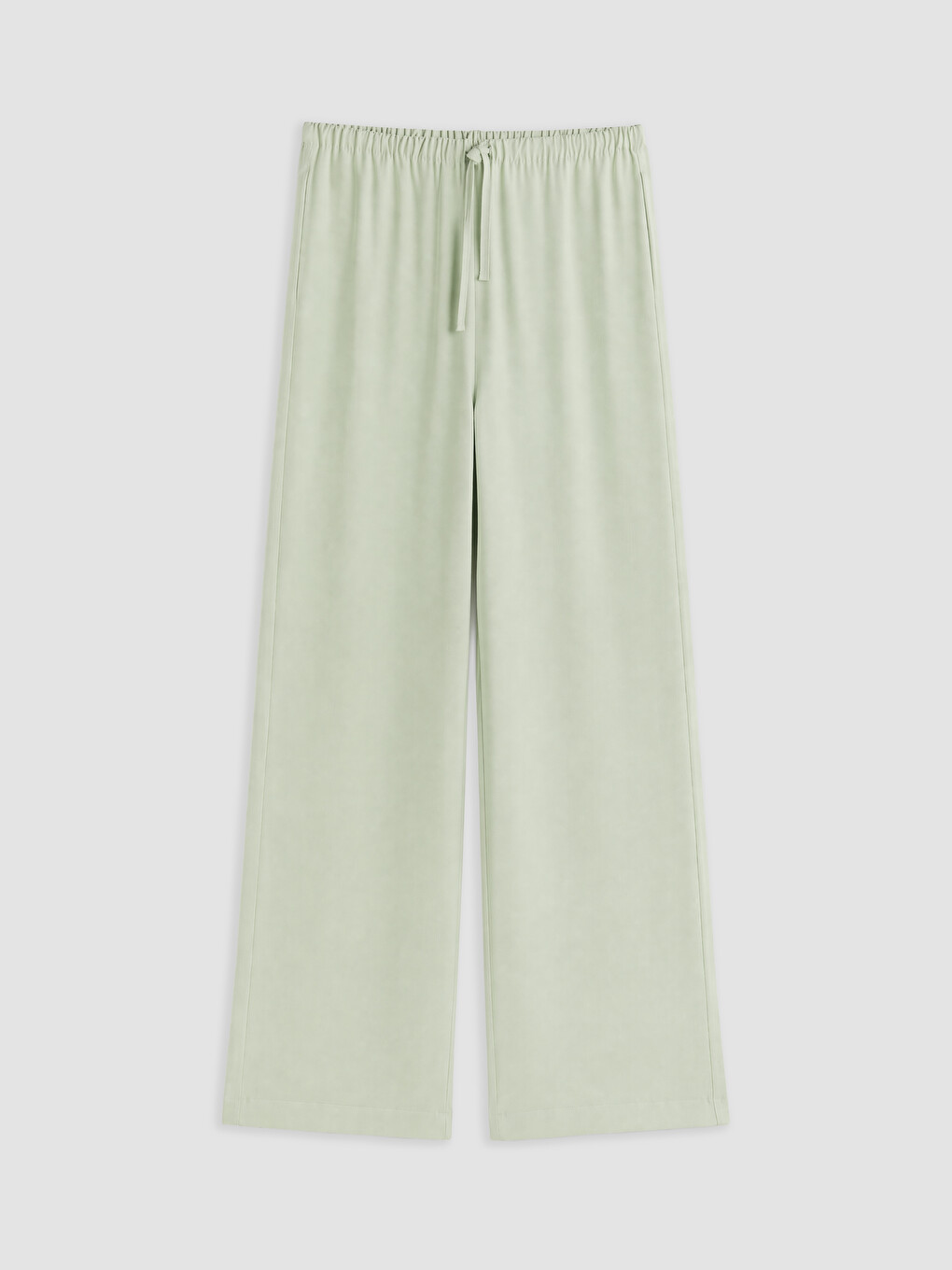 Yeşil Beli Lastikli Geniş Paça Kadın Pantolon
