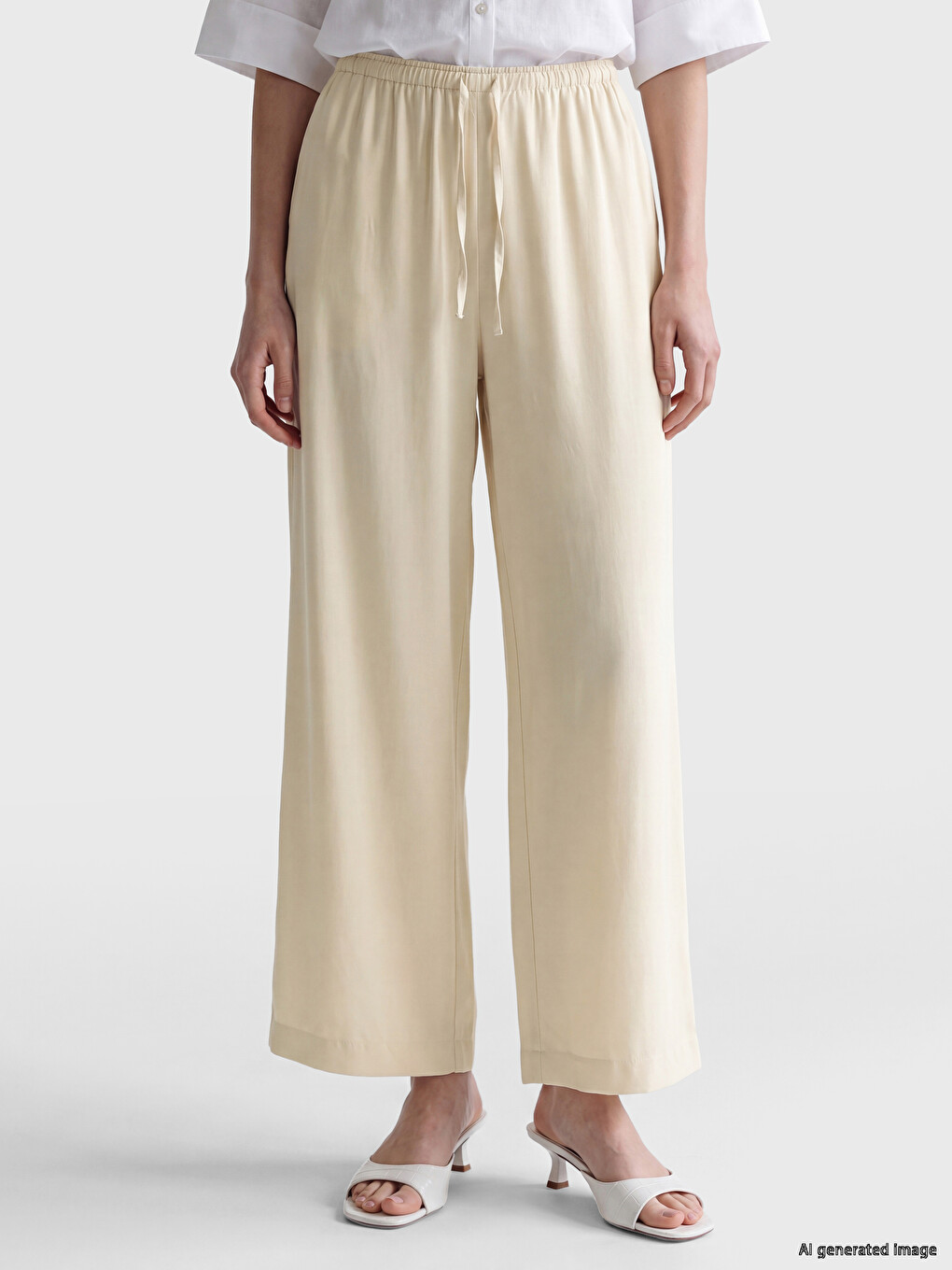 Elastic Waist Wide Leg Women's Trousers-1