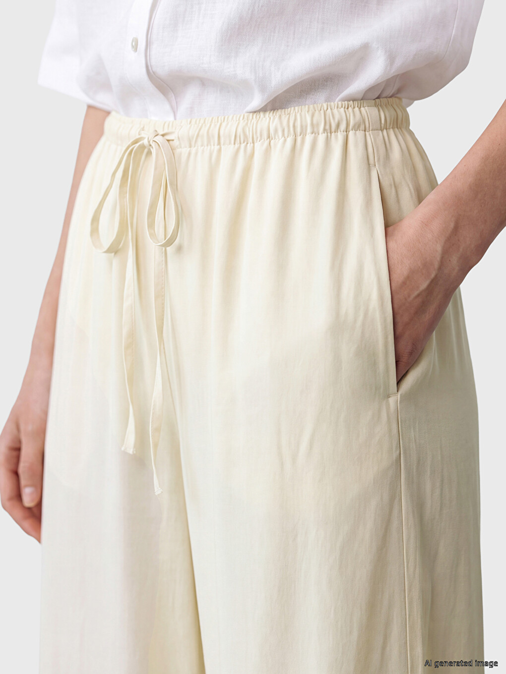 Elastic Waist Wide Leg Women's Trousers-2