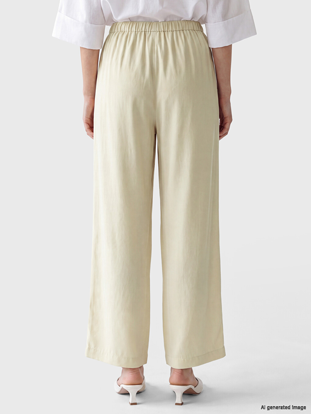 Elastic Waist Wide Leg Women's Trousers-3